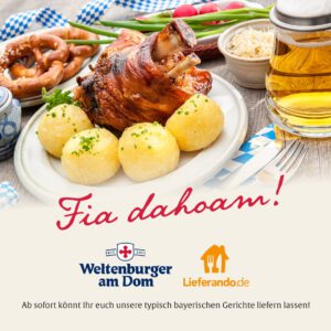 Lassen Sie sich traditionelle bayerische Gerichte wie den Schweinshaxe mit frischen Knödeln bequem mit Lieferando liefern