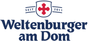 Das farbige Logo des Weltenburger am Dom mit seinem traditionellen Kreuz.
