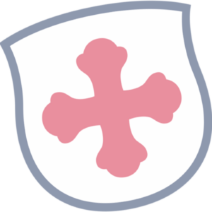 Das farbige Wappen des Klosters Weltenburg mit seinem traditionellen Kreuz.