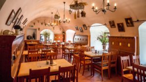 Die gemütliche Grütznerstube des Weltenburger am Dom