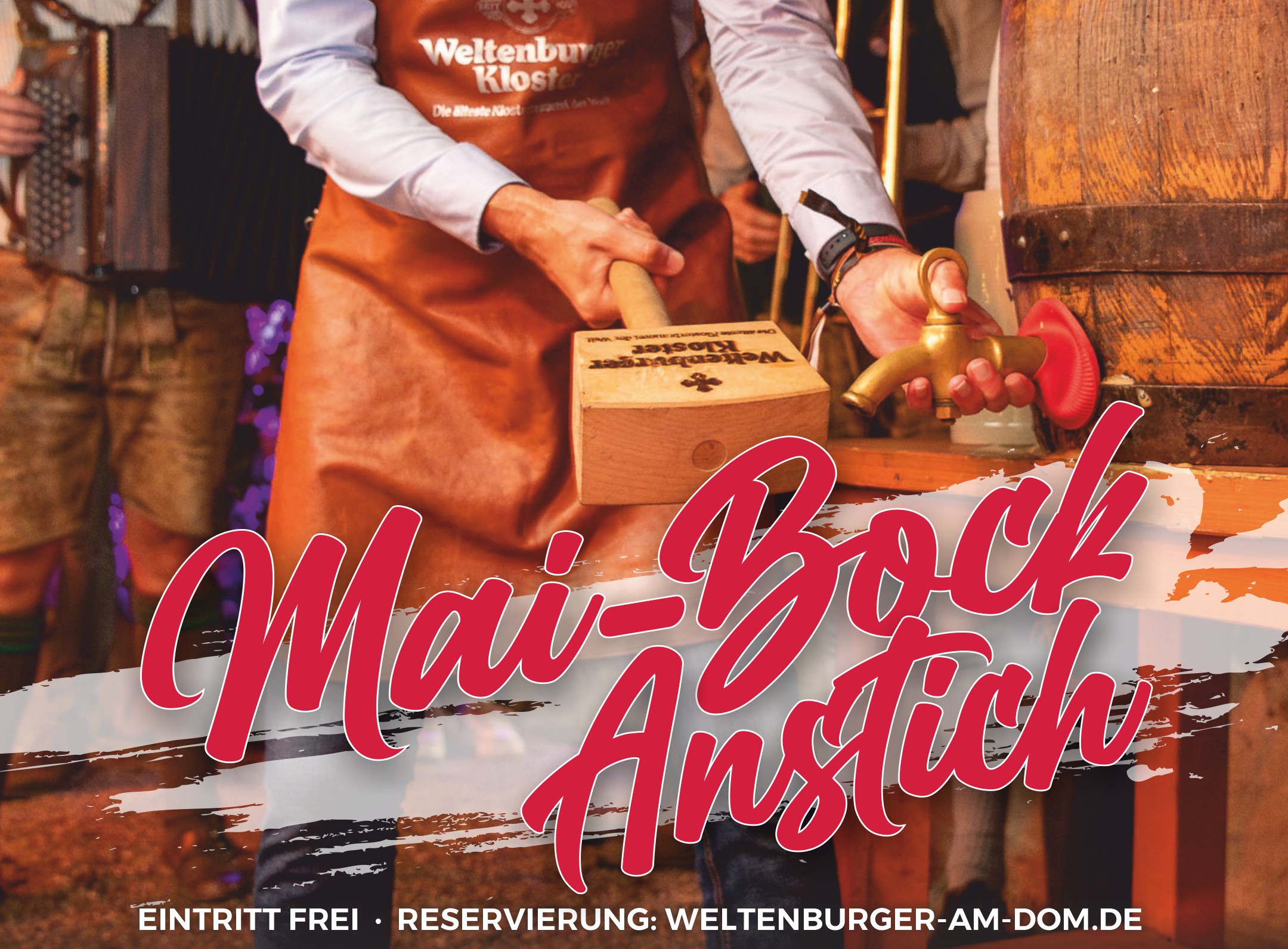 Verstanden! Hier sind Vorschläge für den Alternativtext und die Beschriftung für einen Flyer, der den Maibock-Anstich ankündigt: Alternativtext (für Screenreader): Flyer zur Ankündigung des Maibock-Anstichs.