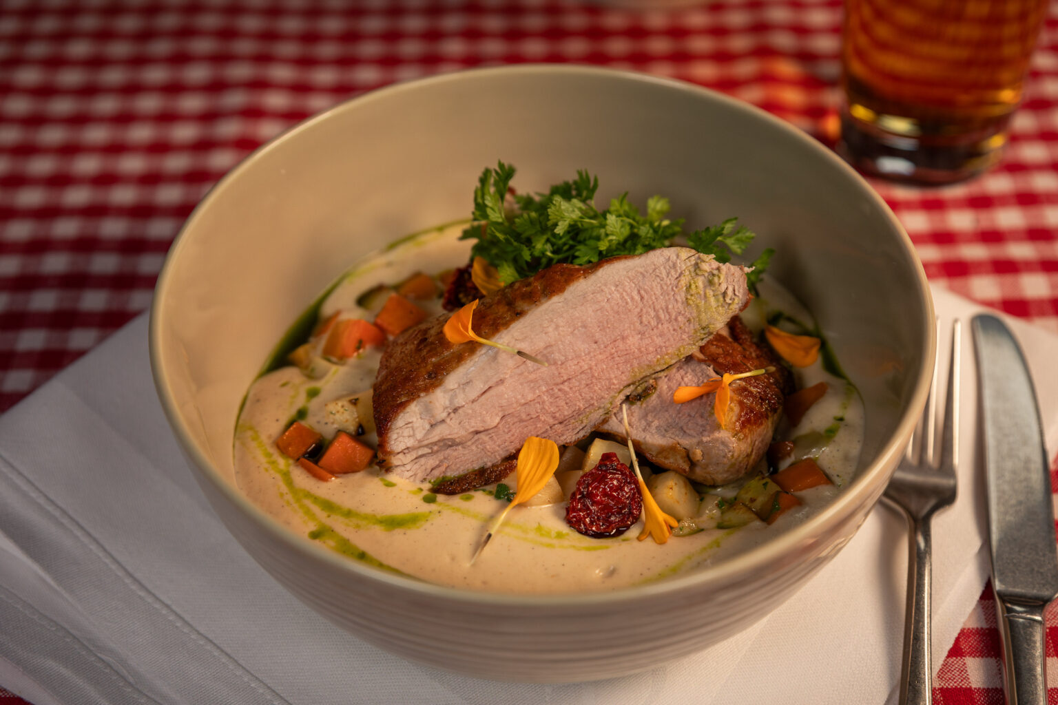 Schweinefilet mit Maronen-Speck-Püree